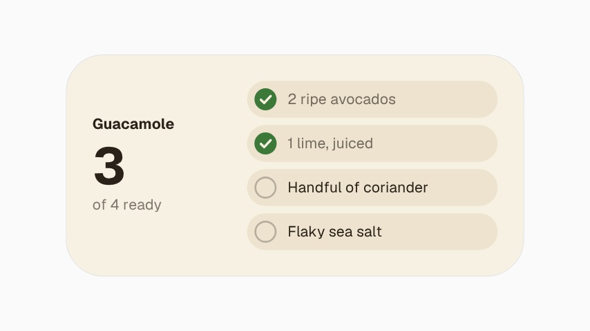 Ingredients Checklist animation preview