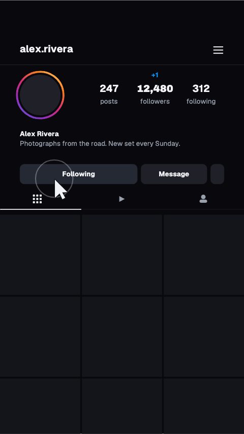 Instagram Page Follow animation preview