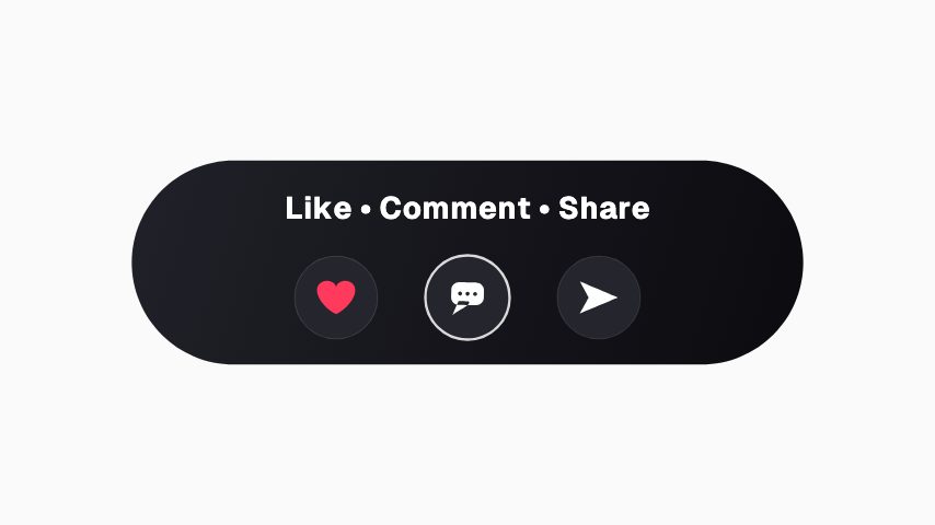 Like, Comment & Share animation preview