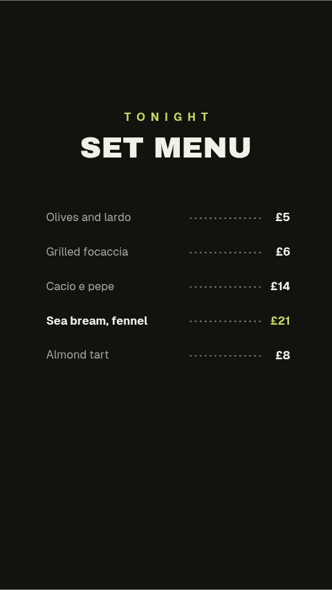 Set Menu Board animation preview
