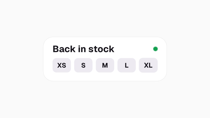 Back in Stock Sizes animation preview