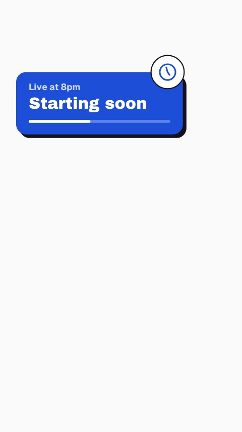 Vertical Live Starting Soon Card animation preview