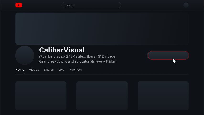 YouTube Channel Page animation preview